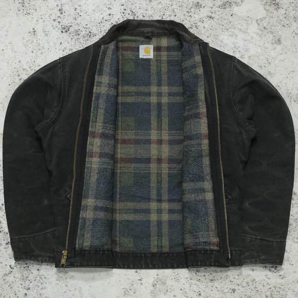 RARE Vintage Carhartt J43 ONX Onyx Faded Black Detroit Jacket Size Medium - Picture 3 of 16